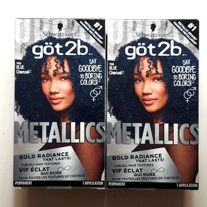 RARE OFFERING 2 Schwarzkopf got2b Metallic M66 Blue Charcoal Hair Color Bundle
